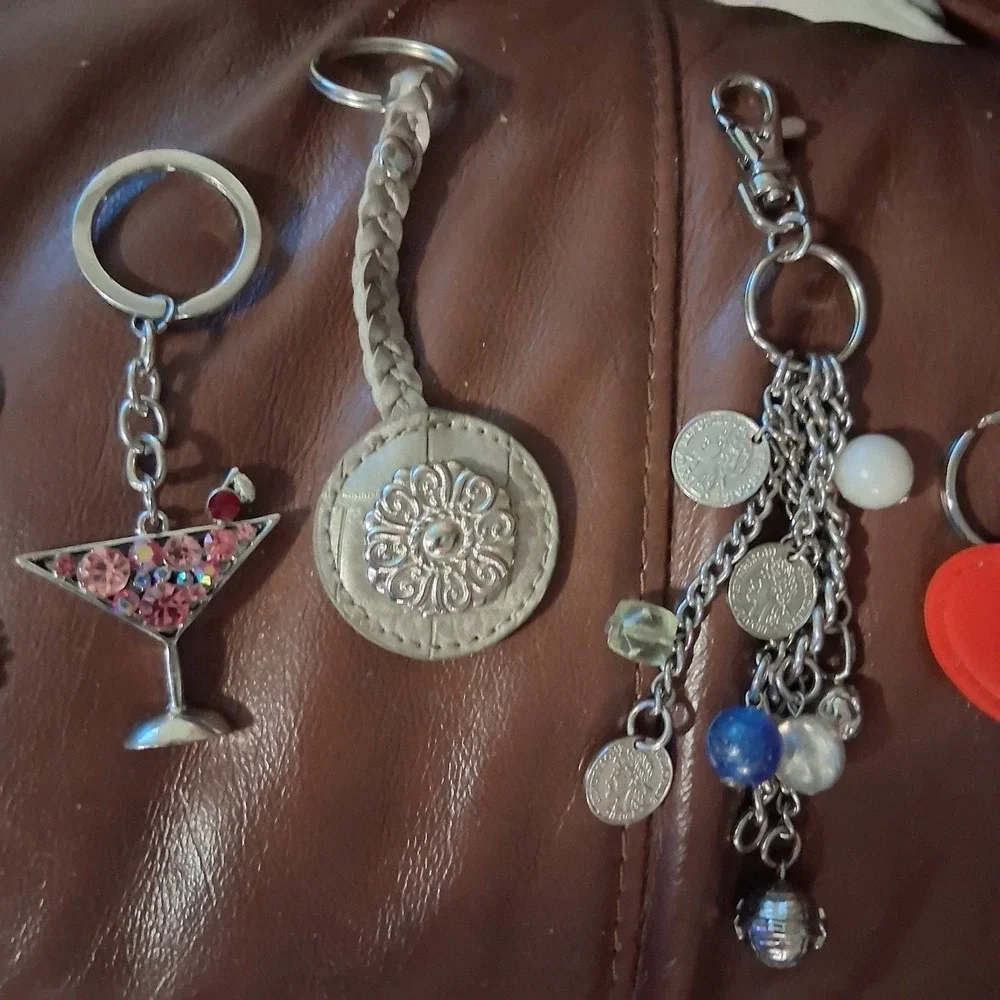 Vintage Y2K Bag Charm Lot Keychain Hang Tag Fob Bling Glitz 8+ Pieces